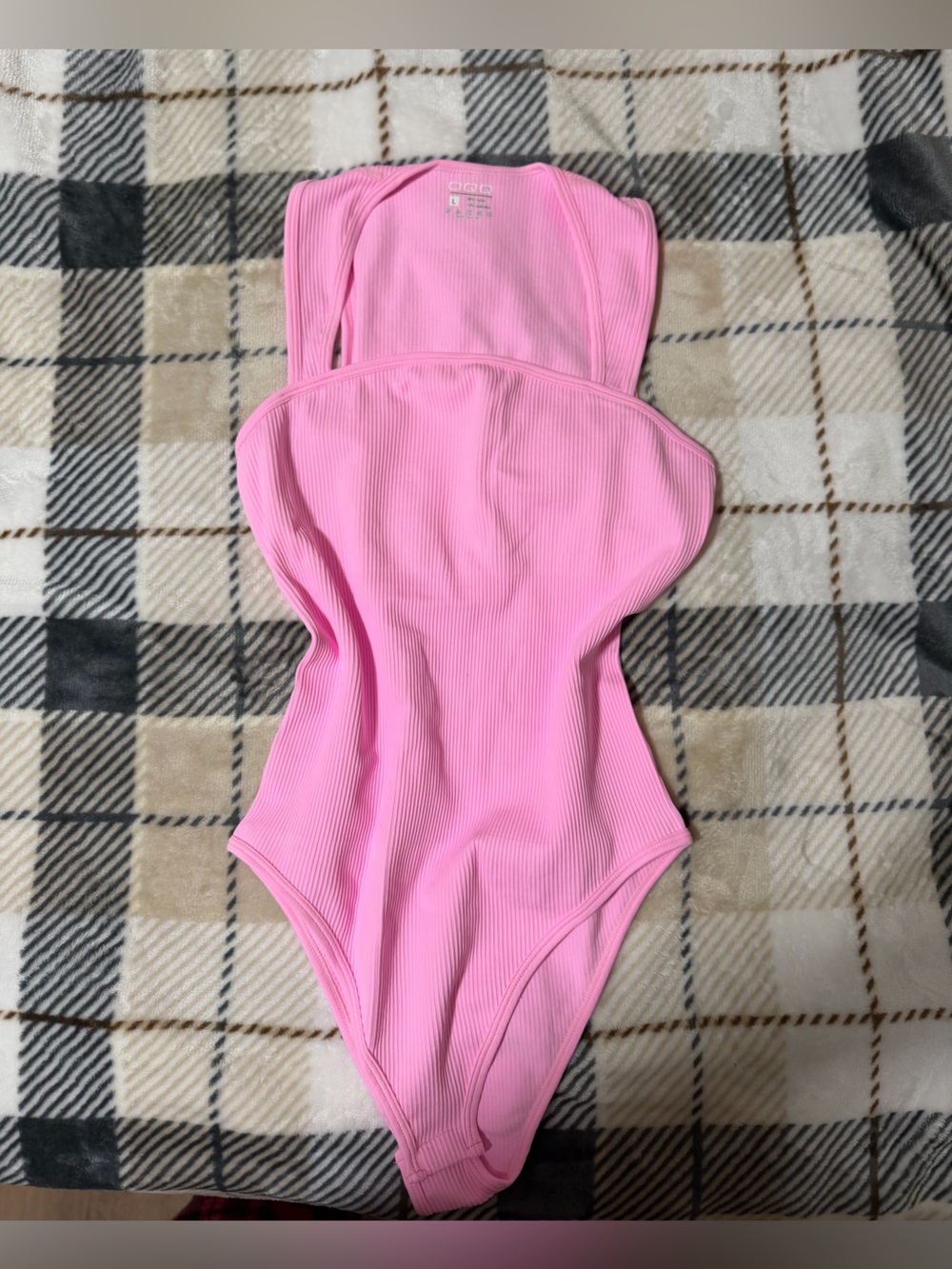 Ribbed Pink Women's Bodysuit - Sleeveless Sz:L LIKE NEW